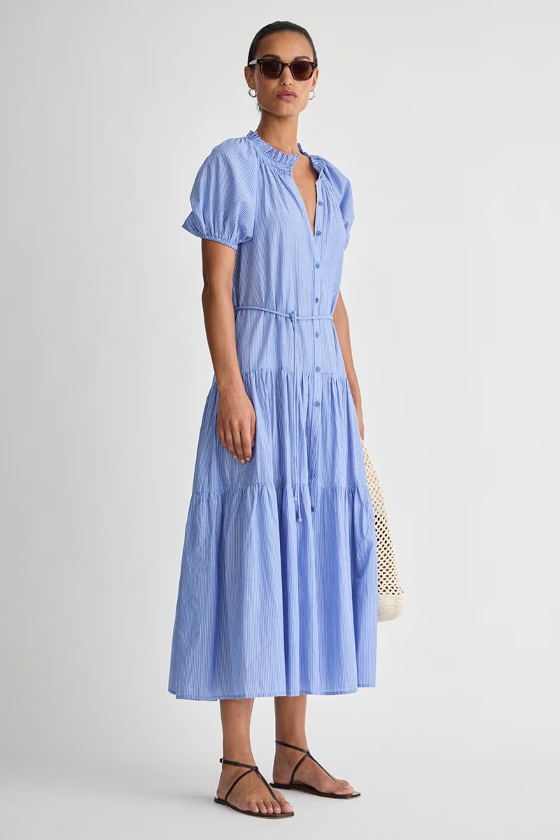 Apiece Apart mazza maxi dress microstripe back