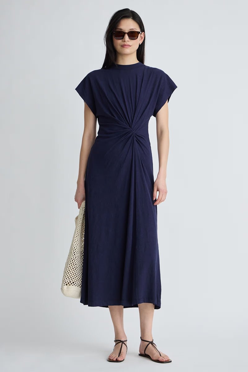 Apiece Apart volta twist dress navy back