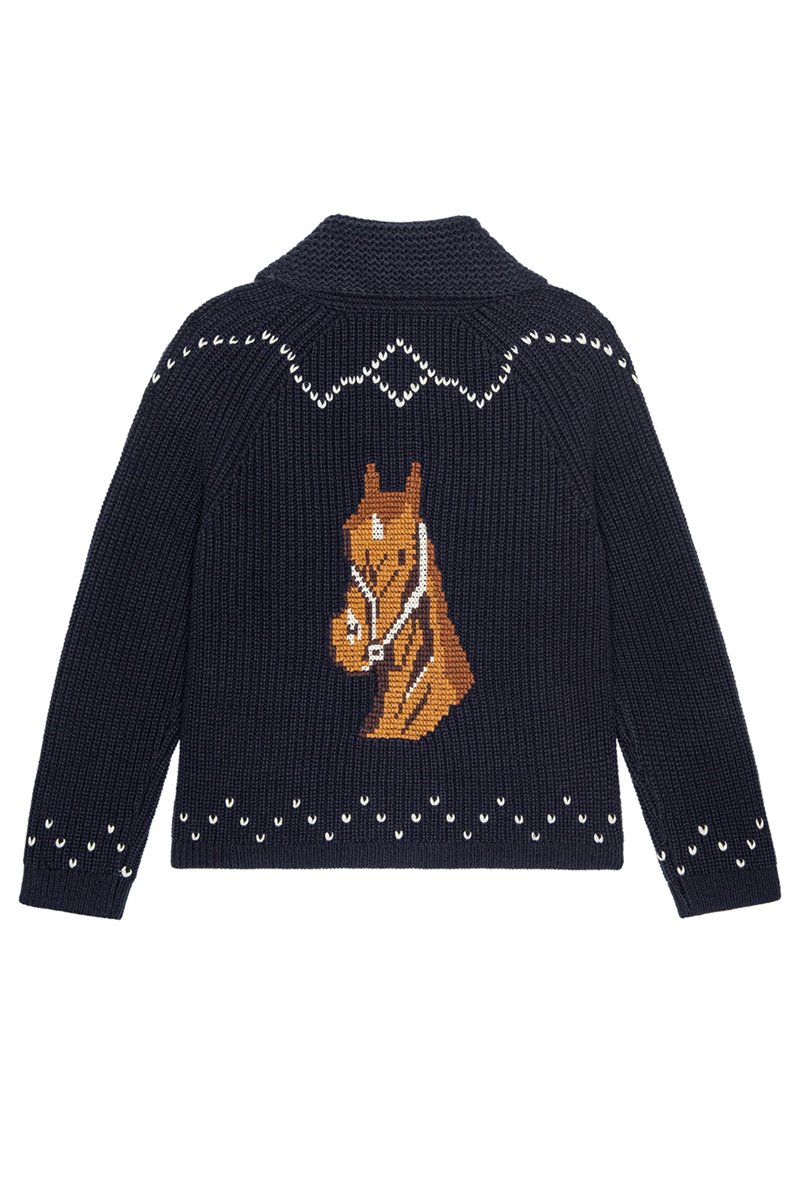 The Great the horse lodge cardigan navy side