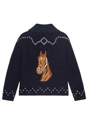 The Great the horse lodge cardigan navy side