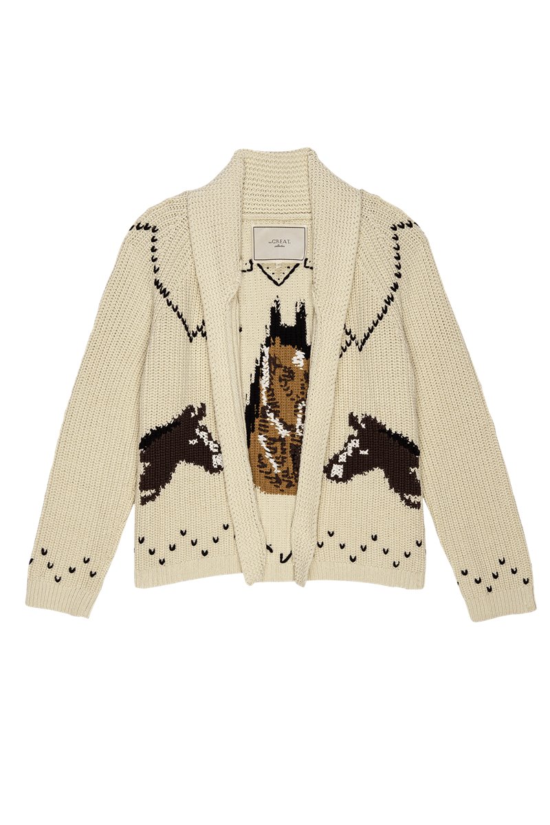 The Great the horse lodge cardigan cream back
