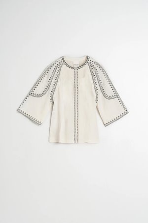 Indi & Cold  bell sleeve shirt off white detail