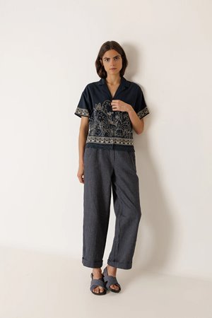 Indi & Cold  pinstripe trouser indigo