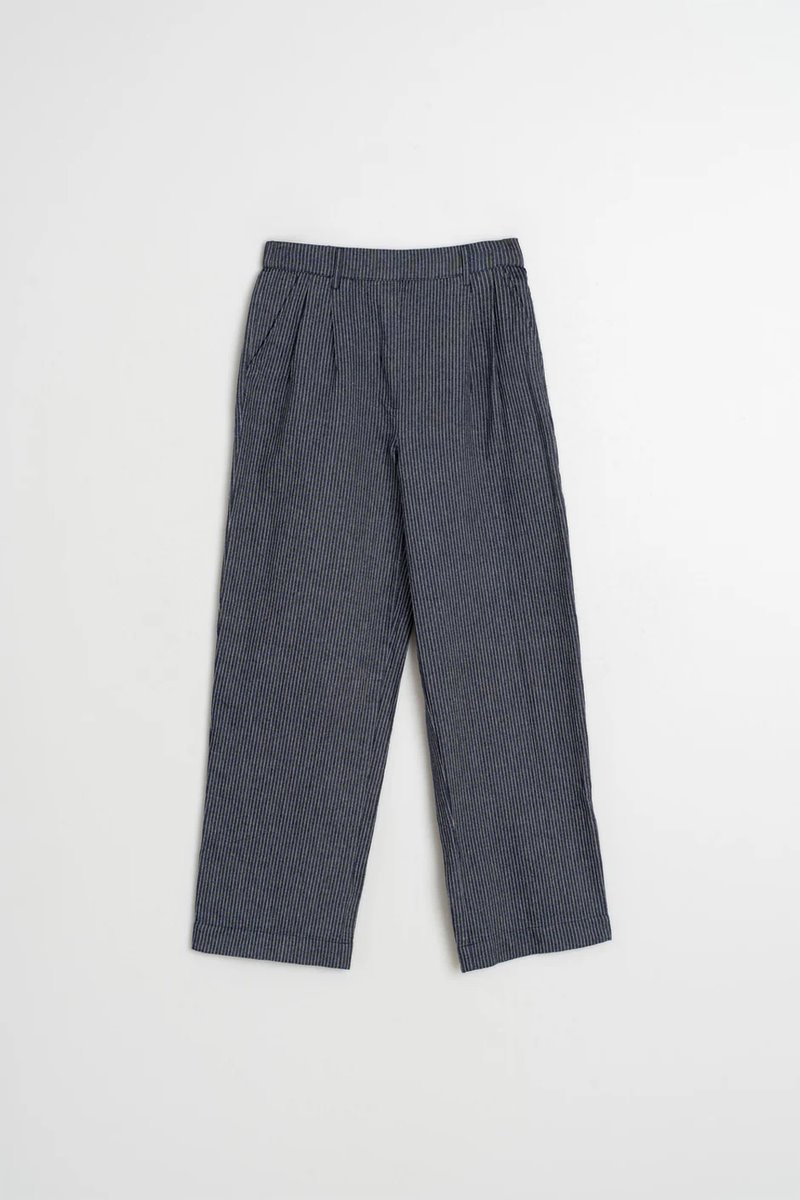 Indi & Cold  pinstripe trouser indigo side