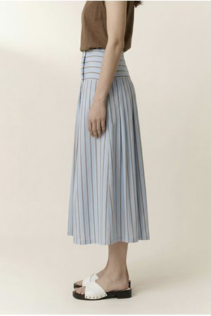 Leon & Harper joyau stripe skirt sky detail