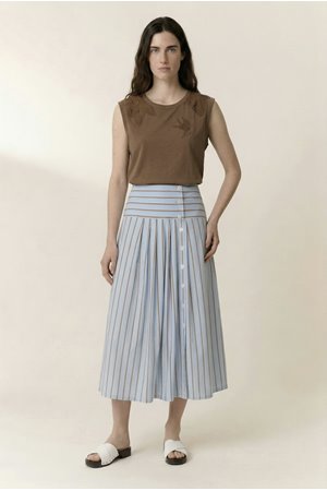 Leon & Harper joyau stripe skirt sky model