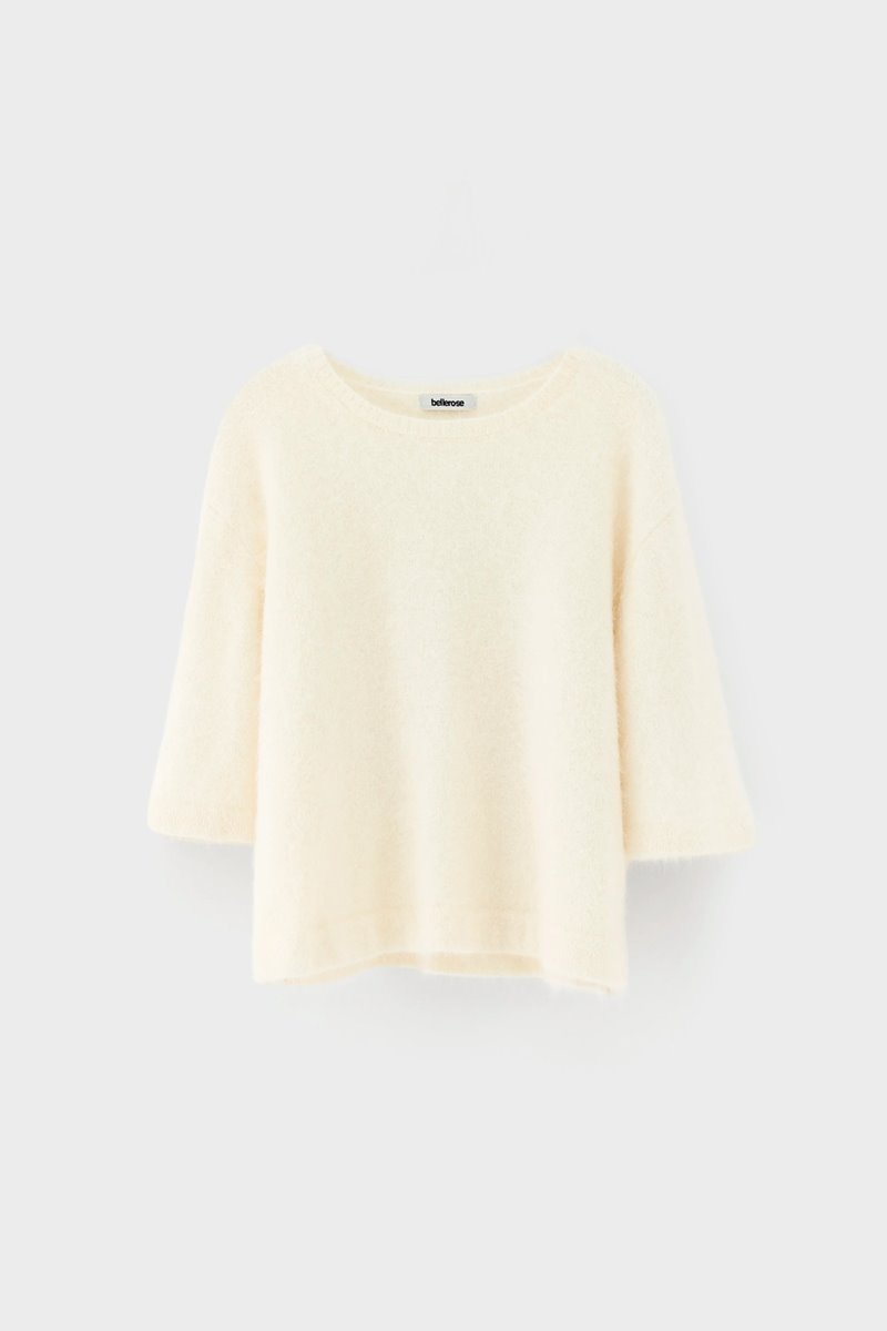 Bellerose dime short sleeve knit ecru detail