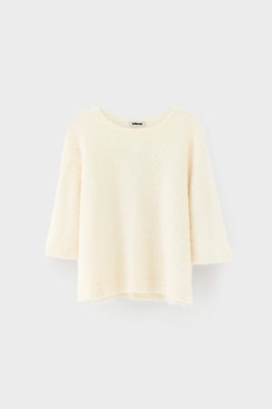 Bellerose dime short sleeve knit ecru detail