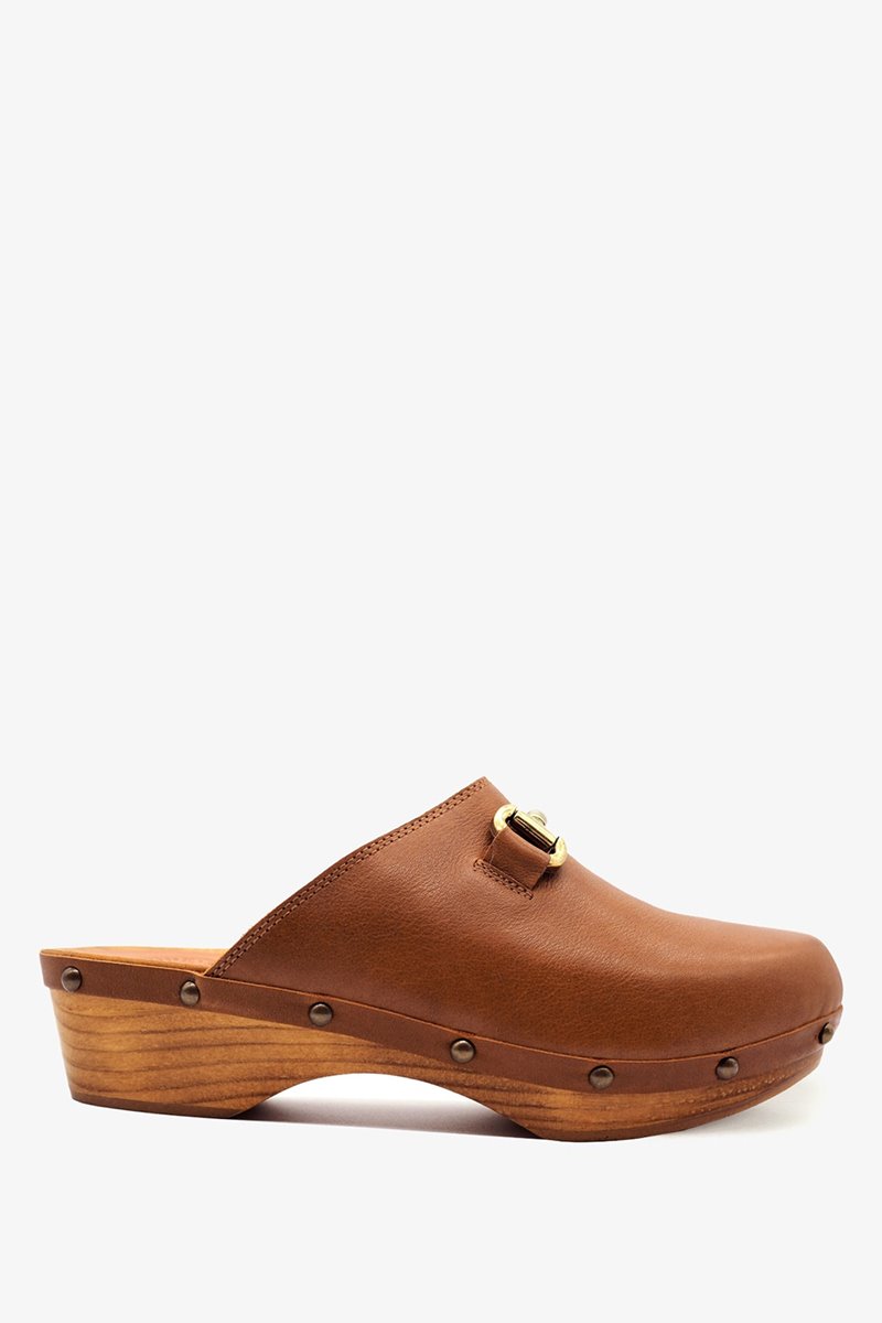 Penelope Chilvers low horsebit clog - tan