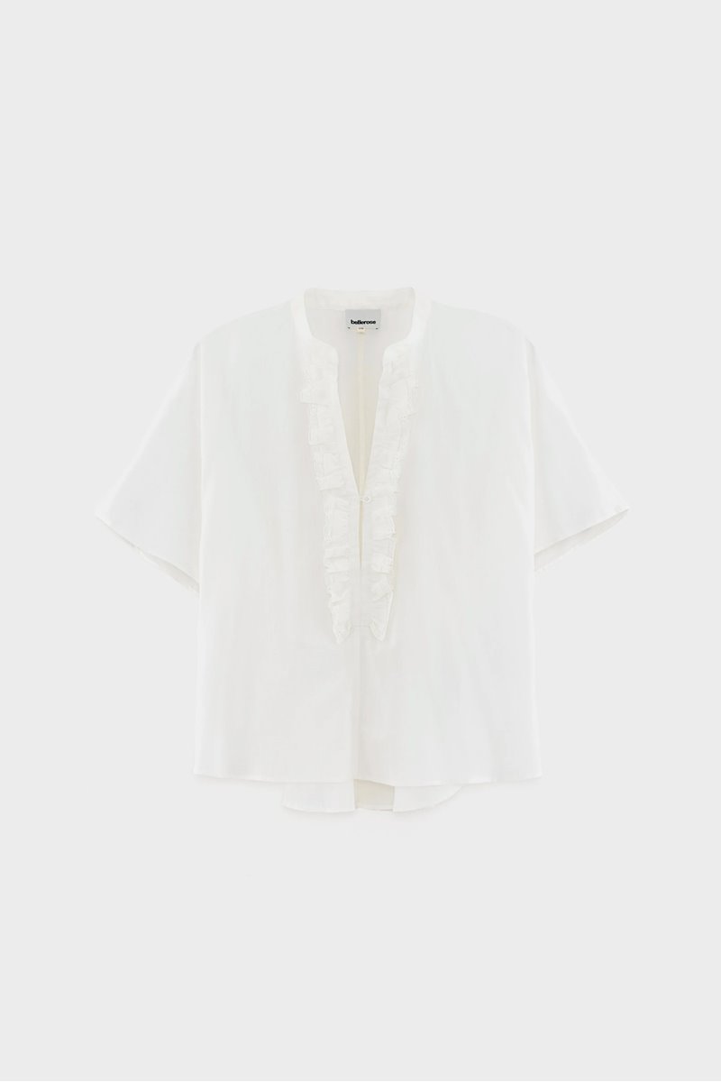 Bellerose dahlia ruffled blouse white back