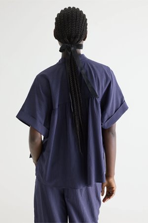 Bellerose pear short sleeve indigo stripe detail