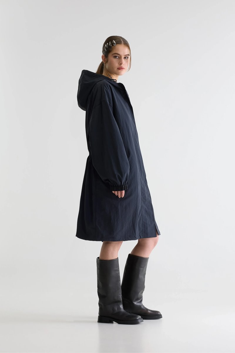 Bellerose henny hooded coat navy back