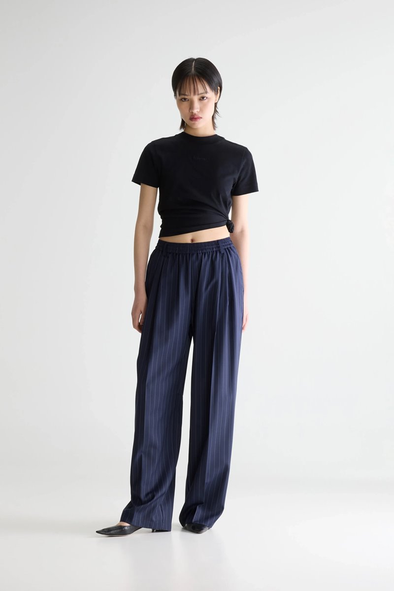 Bellerose jilo trouser indigo stripe side