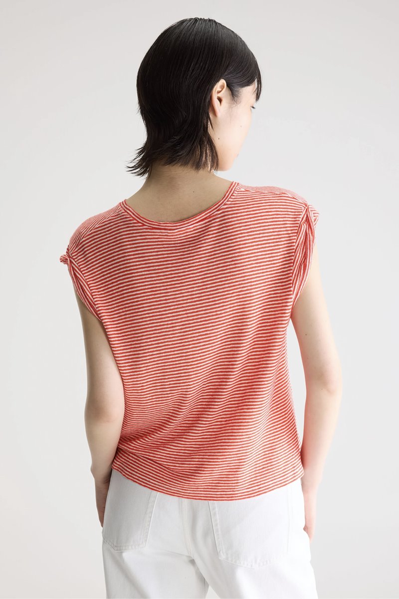 Bellerose vlynn stripe tee red back