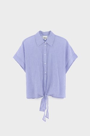 Bellerose coral tie up top blue check back