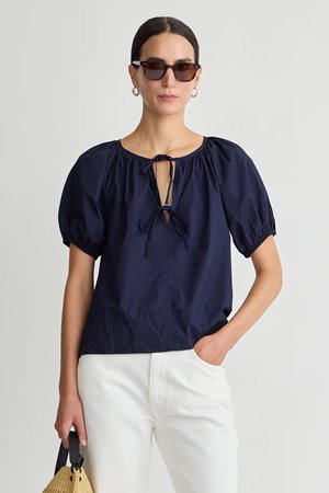 Apiece Apart amalie tie top navy back