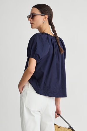 Apiece Apart amalie tie top navy side