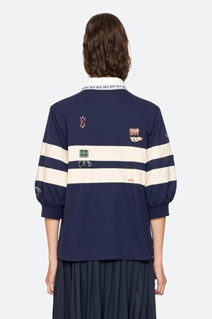 Sea NY claira embroidered rugby shirt detail