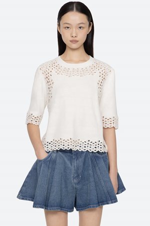 Sea NY leila eyelet short sleeve sweater