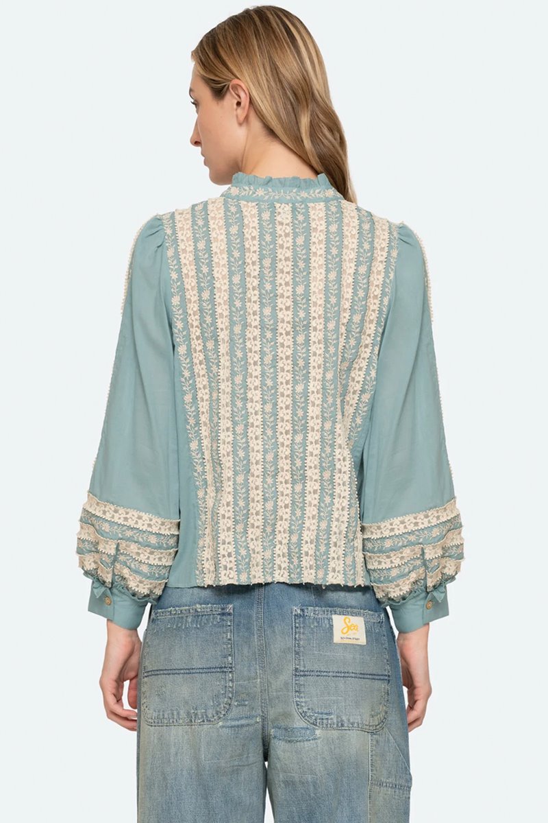 Sea NY kirsten long sleeve top detail