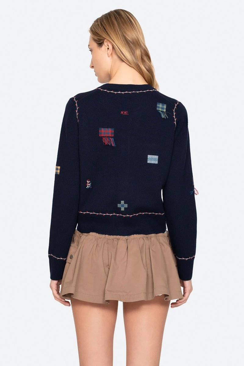 Sea NY claira cardigan navy detail
