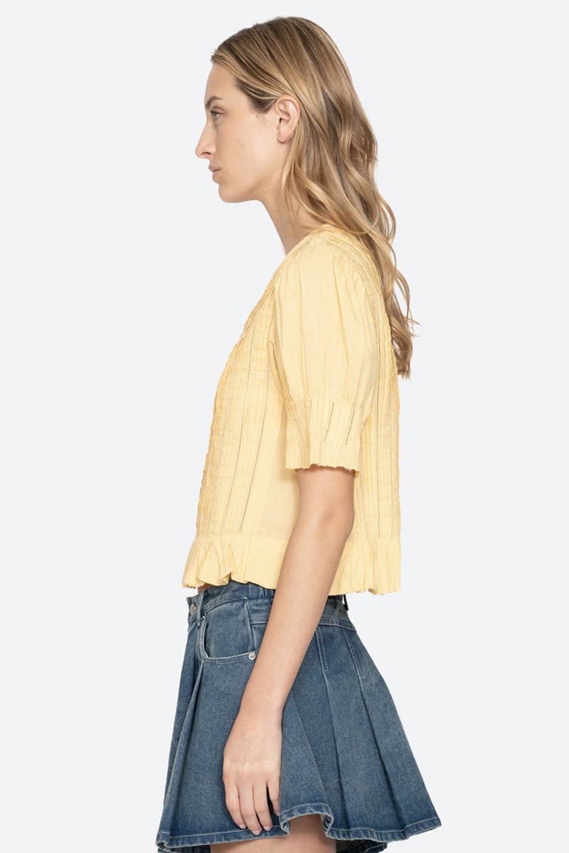 Sea NY alberte bubble sleeve shirt yellow back