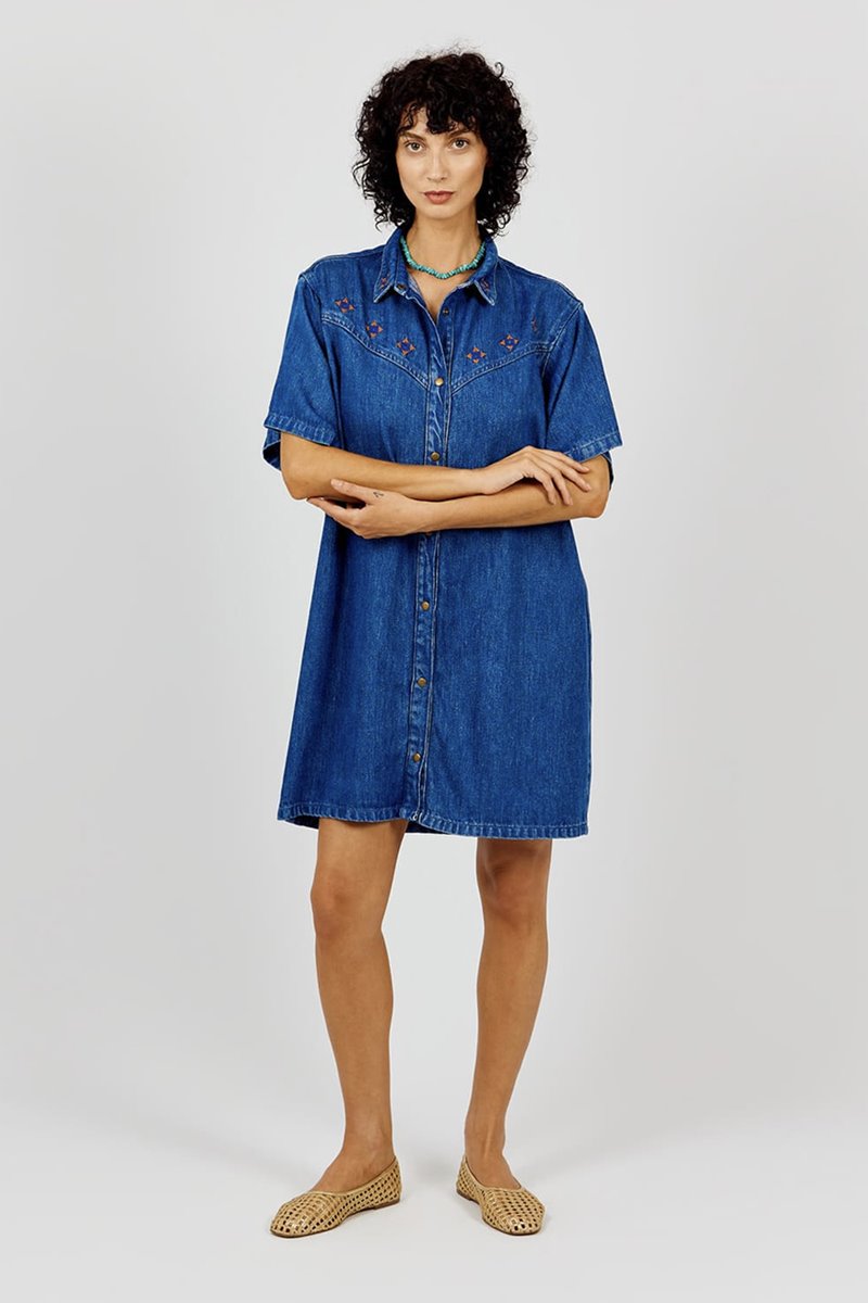 A.P  denim embroidered dress