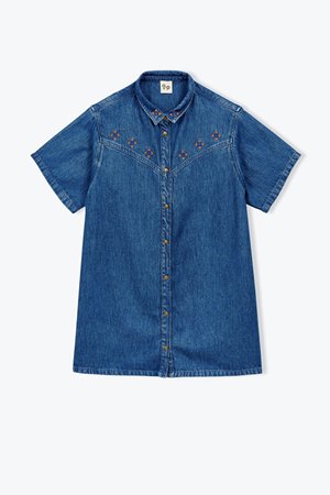 A.P  denim embroidered dress back
