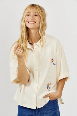 A.P  embroidery shirt cream