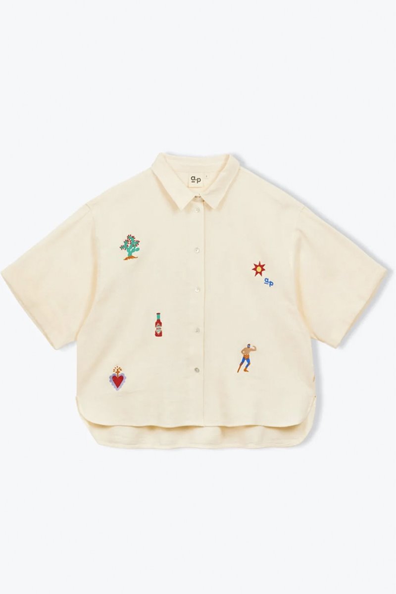 A.P  embroidery shirt cream back