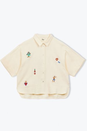 A.P  embroidery shirt cream back