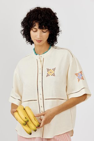 A.P  embroidery and crochet shirt side