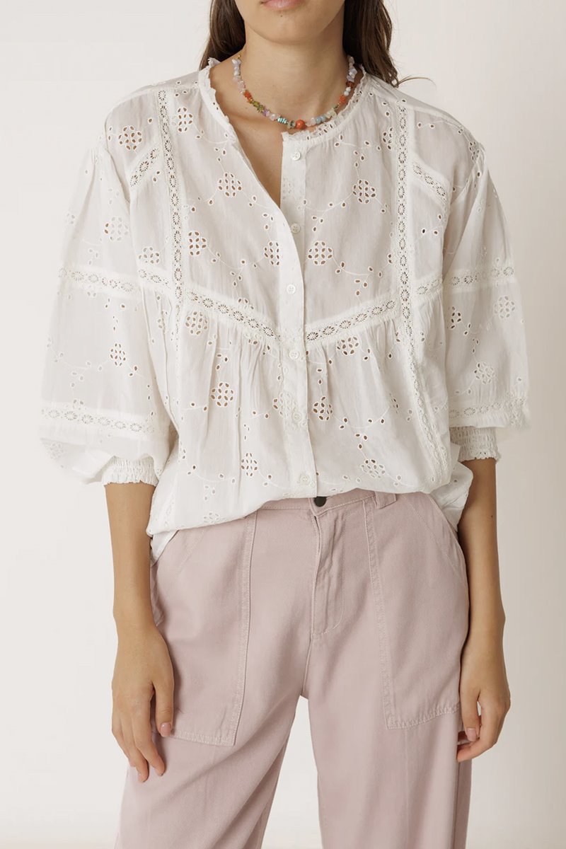 Indi & Cold  camisa white embroidery shirt