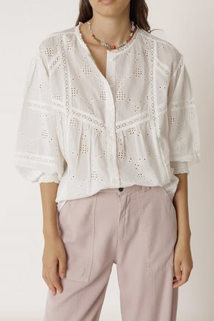 Indi & Cold  camisa white embroidery shirt