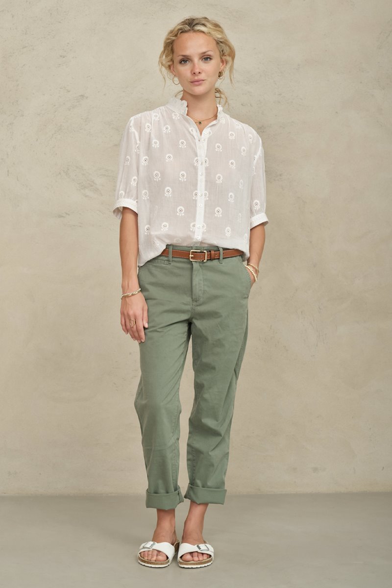 M.A.B.E frani embroidered shirt white