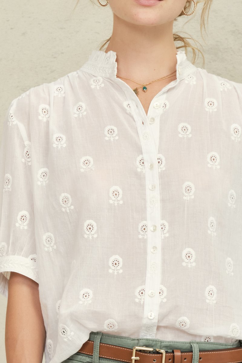 M.A.B.E frani embroidered shirt white back