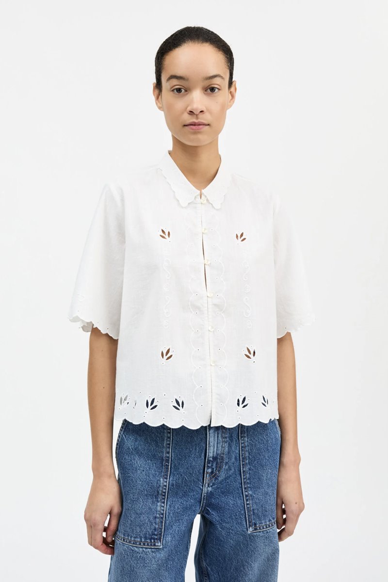 Skall Studio fleurie shirt optic white