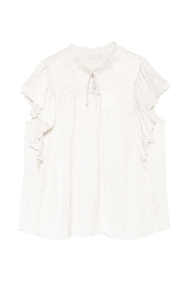 Ulla Johnson Agosta Flutter Sleeve Top Cowrie