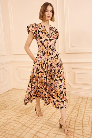 Ulla Johnson marin cotton midi dress night bloom back