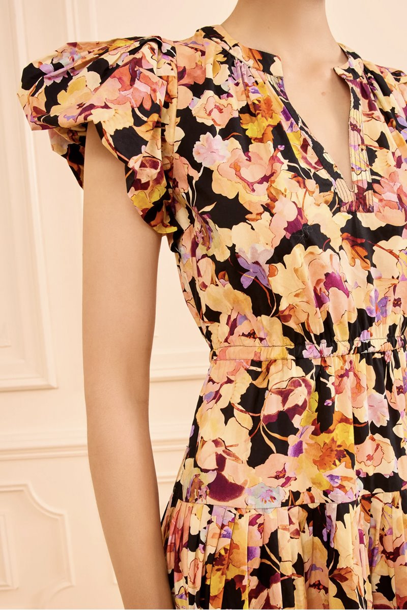 Ulla Johnson marin cotton midi dress night bloom detail