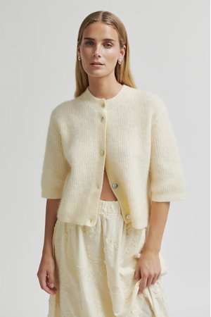 Second Female andrea rib cardigan alabaster cream