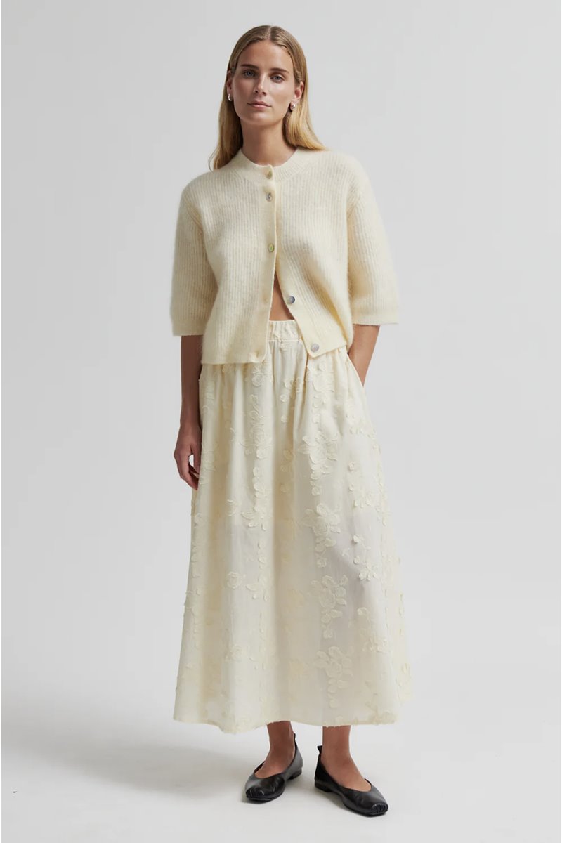 Second Female andrea rib cardigan alabaster cream back