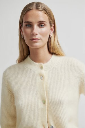 Second Female andrea rib cardigan alabaster cream side