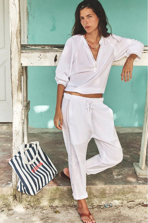 Xirena  Draper Pant White Stitch