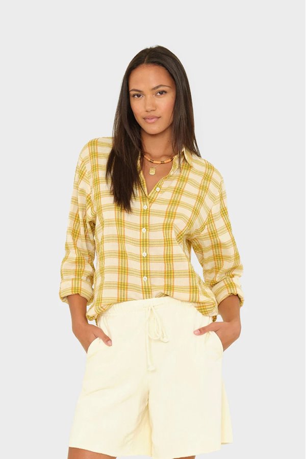 Xirena  Bowie Shirt Check Amberlight