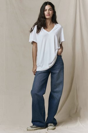 The Great the slouchy v-neck tee white