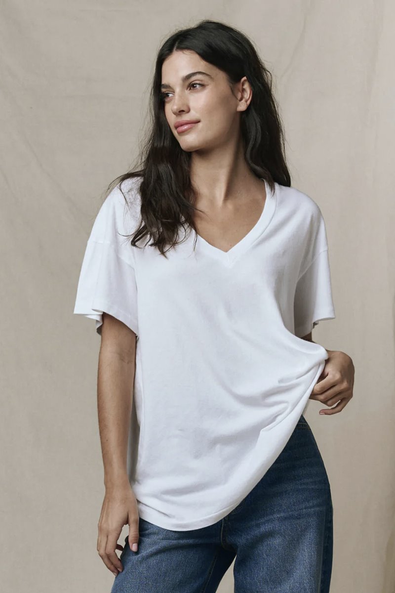 The Great the slouchy v-neck tee white side