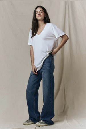 The Great the slouchy v-neck tee white detail