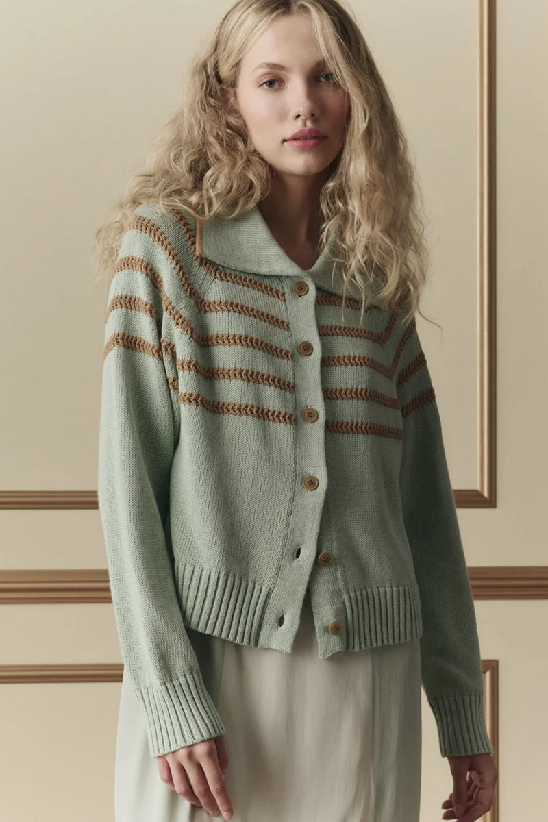 The Great the scholar cardigan seafoam