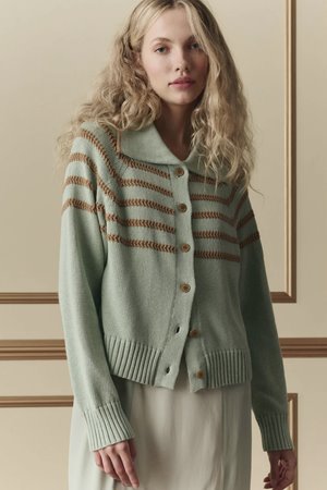 The Great the scholar cardigan seafoam